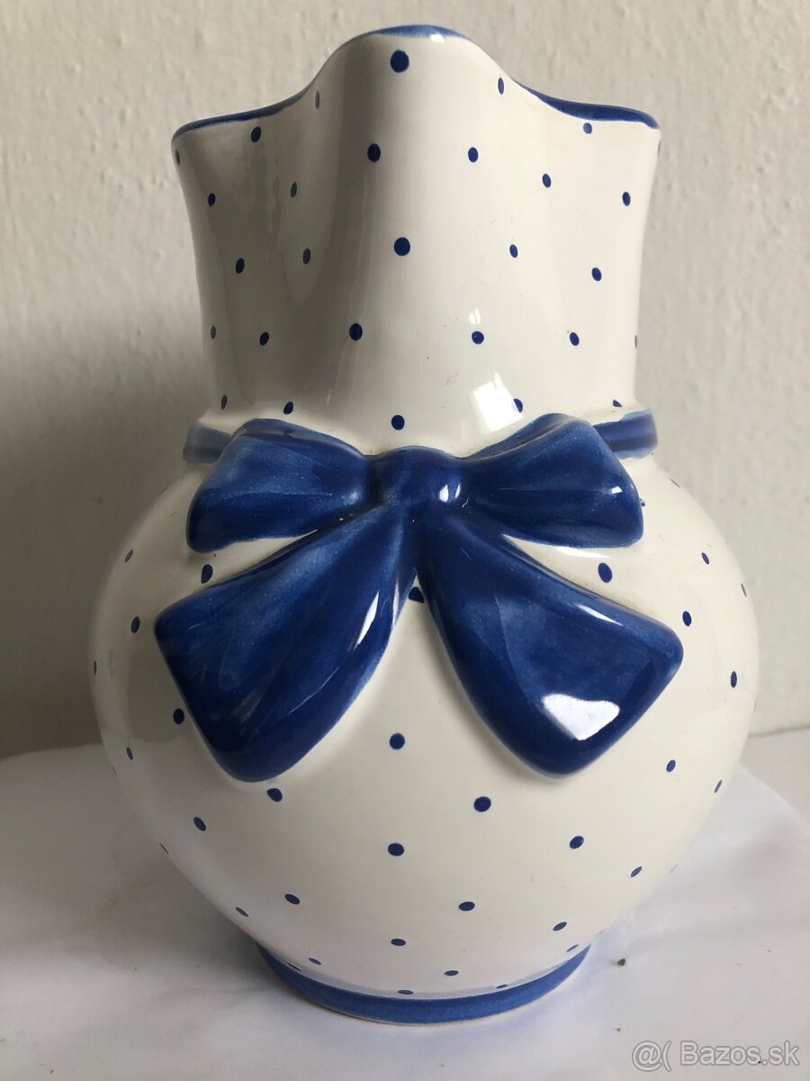 Gmundner luxusna keramika bodkovany dzban modre bodky a mas - 4