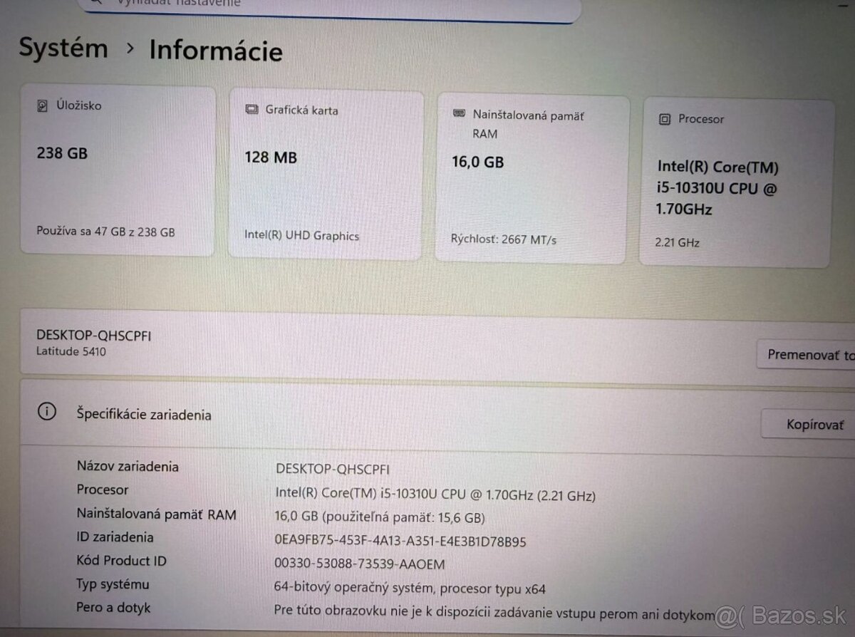 Notebook Dell Latitude 5410 i5-10310U/16GB RAM/B-kat/FHD/SSD - 4