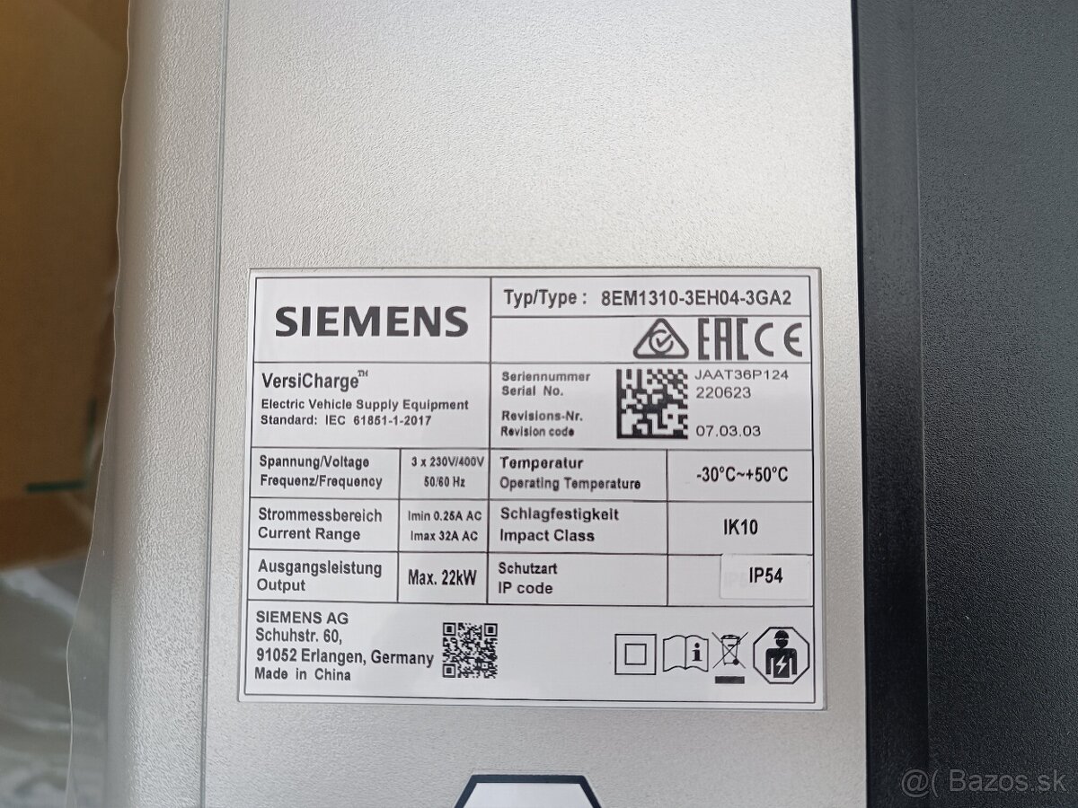 Wallbox – 22 kW Nový značky SIEMENS Nabíječka - SIM - 4