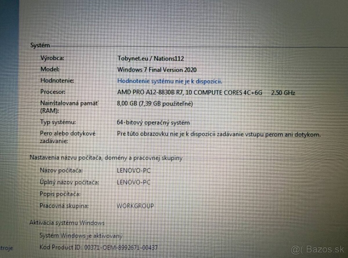 Notebook Lenovo A475 / AMD A12 / 8GB RAM / HDD / Windows 7 - 4