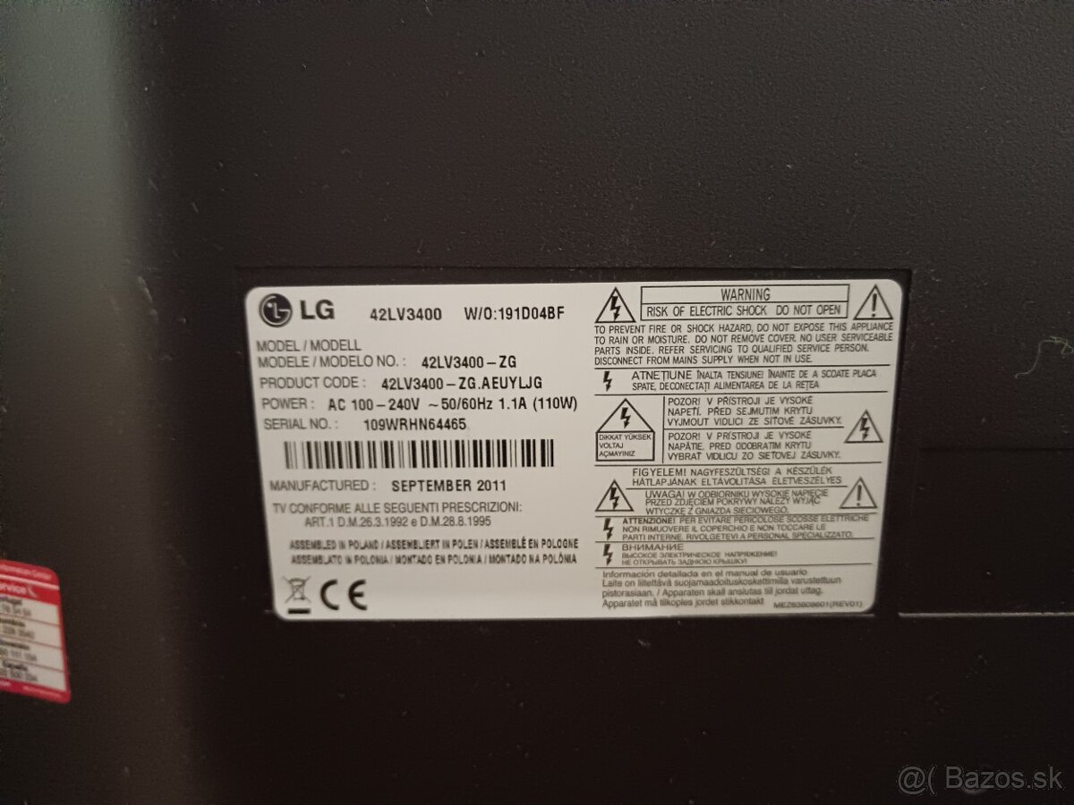 Predám TV LG 42LV3400 - 4