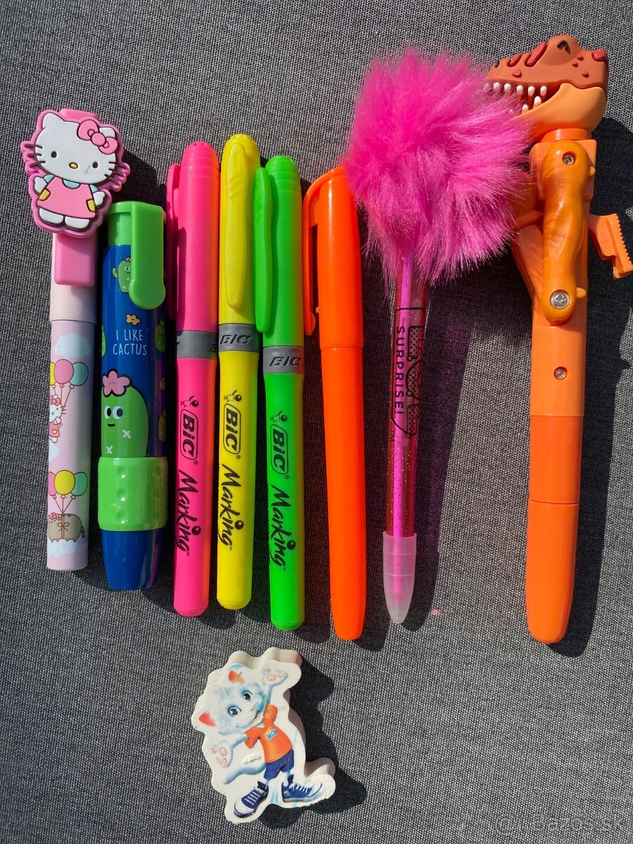 Perá, zvýrazňovače a gumy pre deti - 4