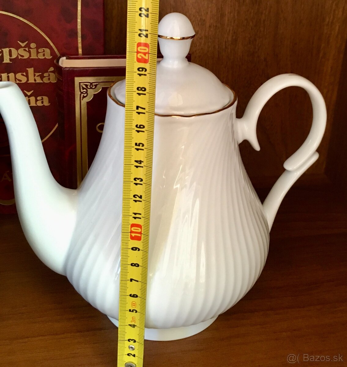 Porcelánová 7 dielna súprava - misa, čajník, omáčnik, tácky - 4