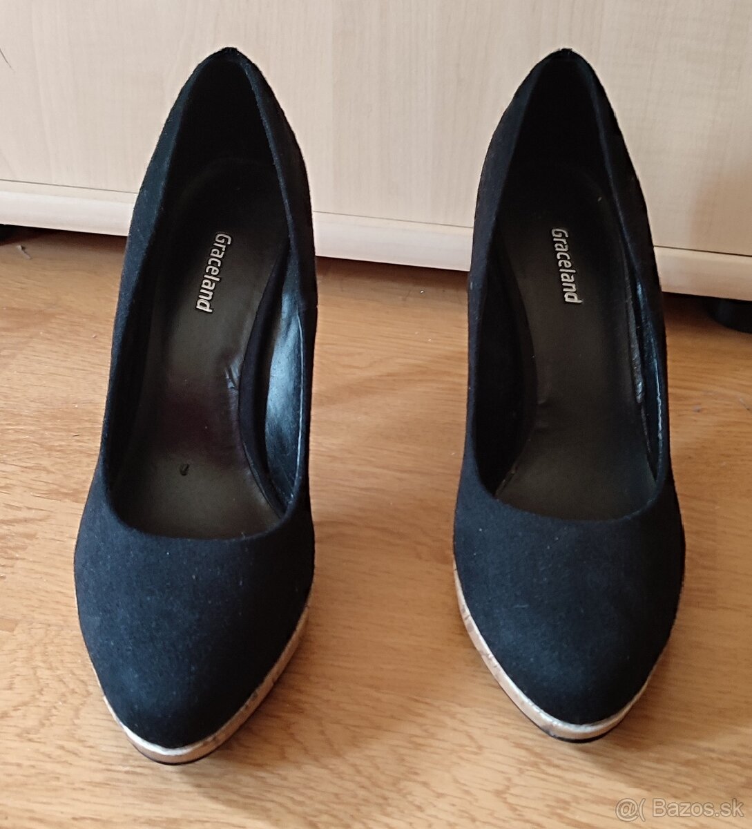 Čierne semišové lodičky - 4