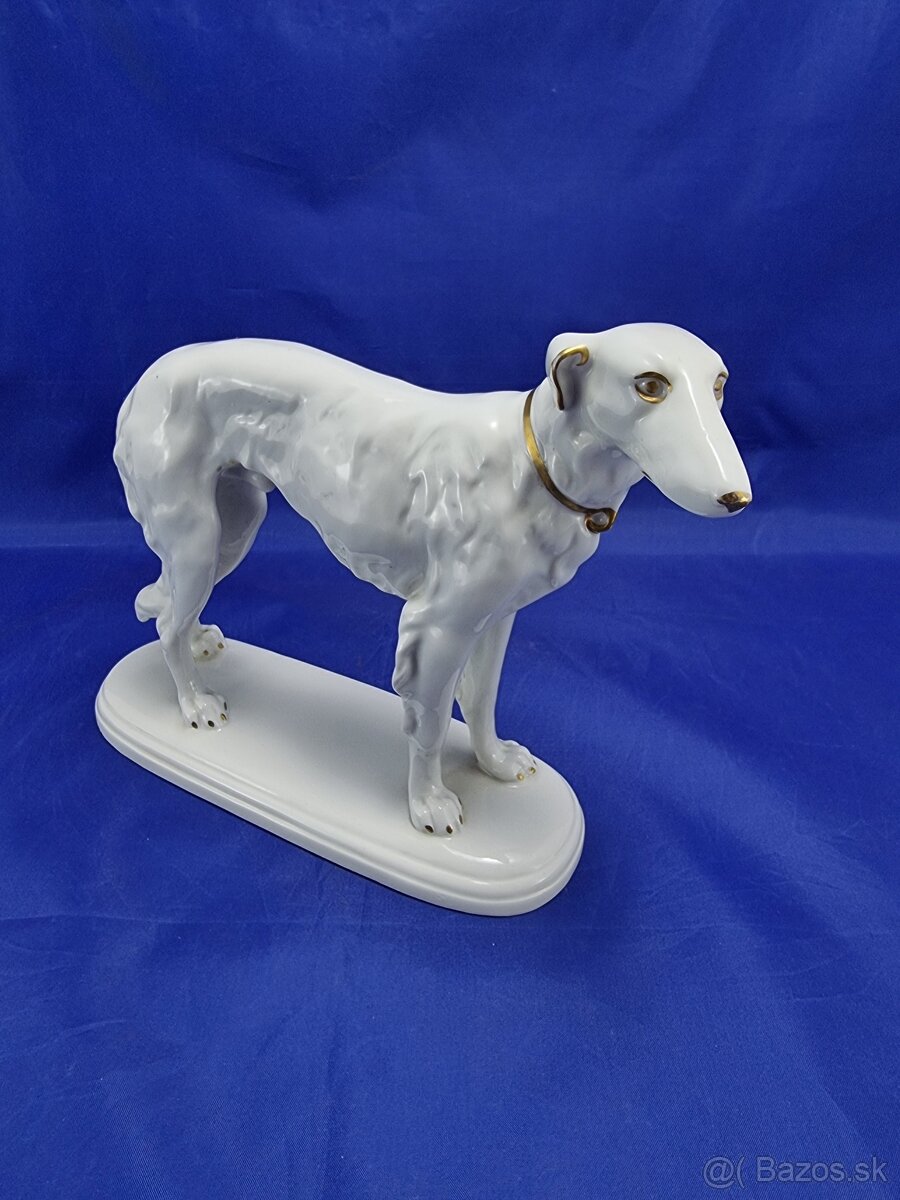 Starožitná porcelánová soška psa- 19.9/17.6 cm - 4