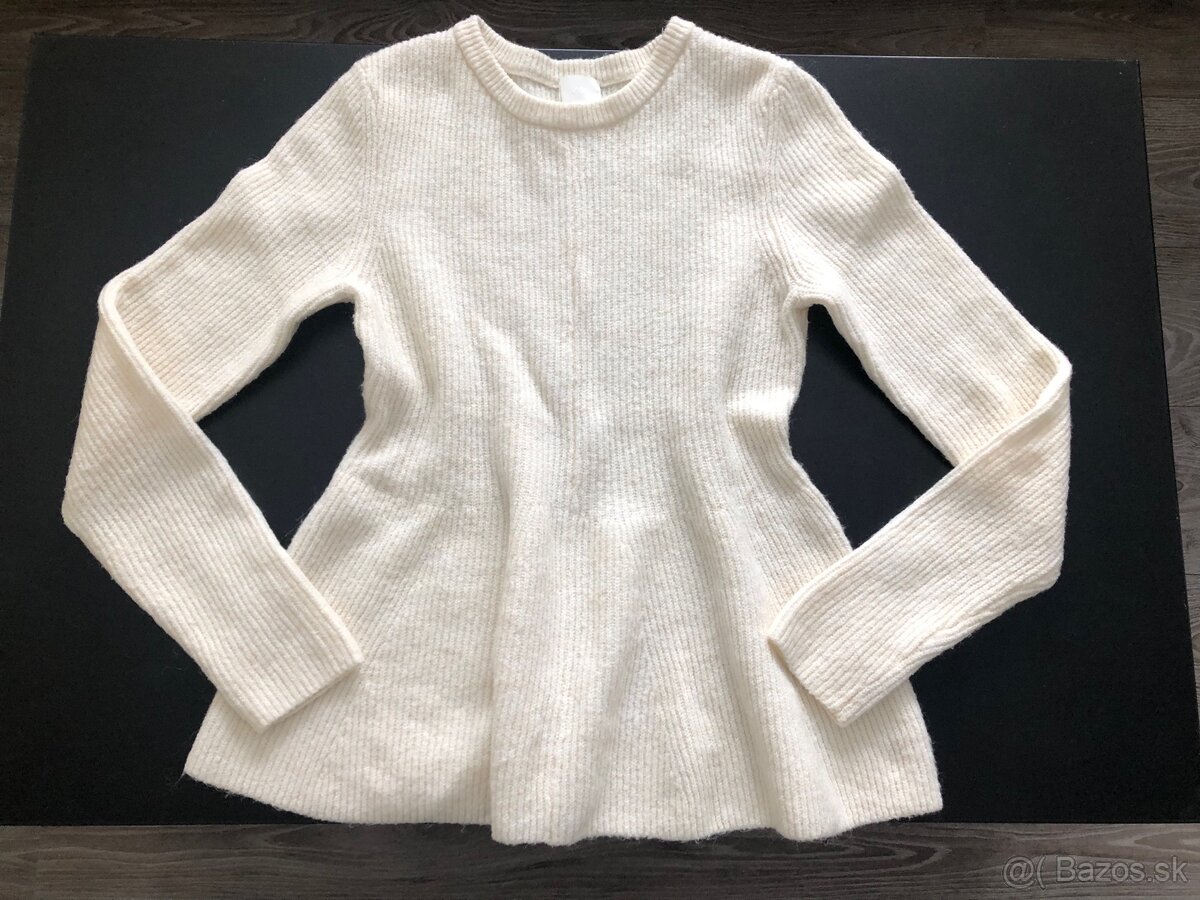 Biely vlnený sveter H&M, veľk. L - 4
