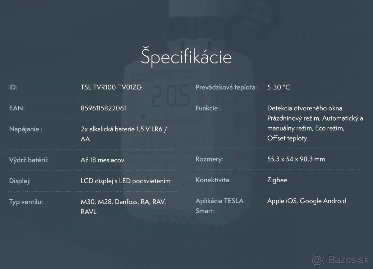 Bezdrôtová termohlavica Tesla Smart TV100 - 4