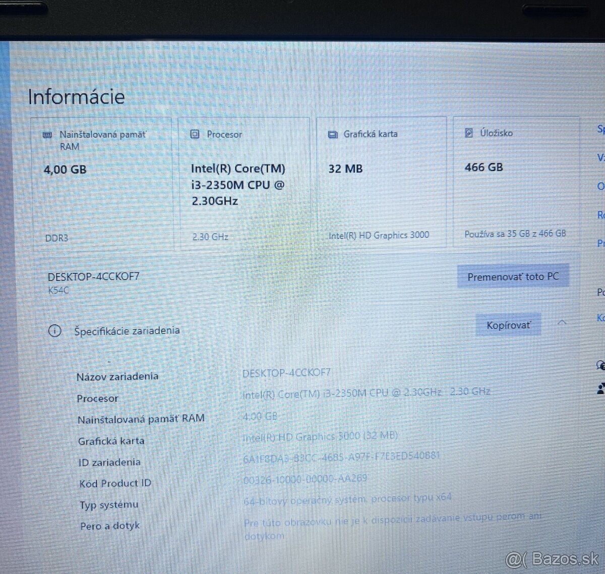 Asus x54C, i3, 4GB RAM, 500GB DISK - 4