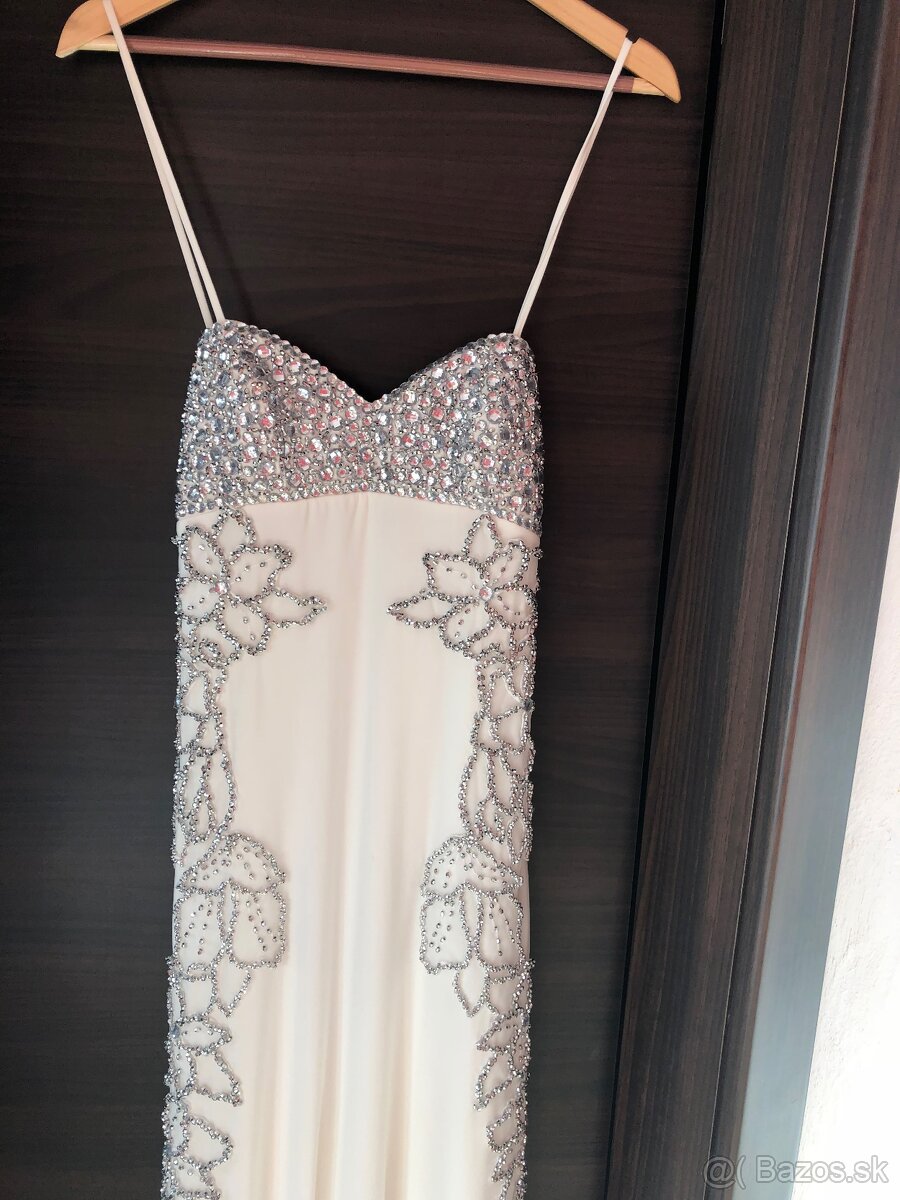 Luxusné svadobné / spoločenské šaty – ručne zdobené - 4