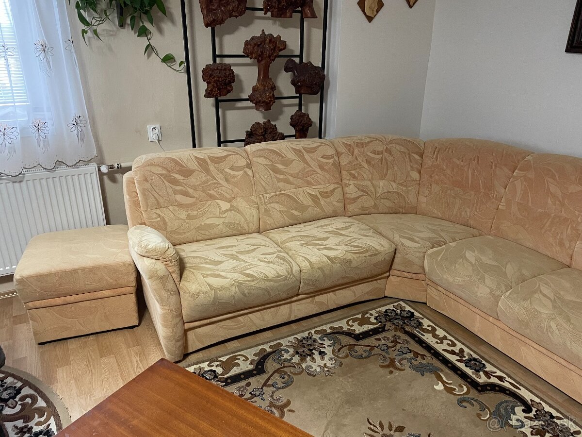 Rohová sedacia súprava s taburetkami - 4