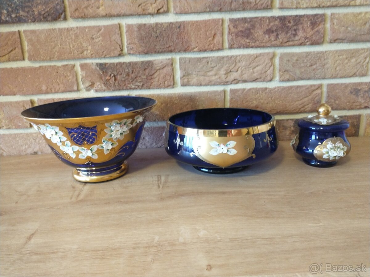 borské sklo,misa, váza, svietnik, popolník,flakón,napoleonky - 4