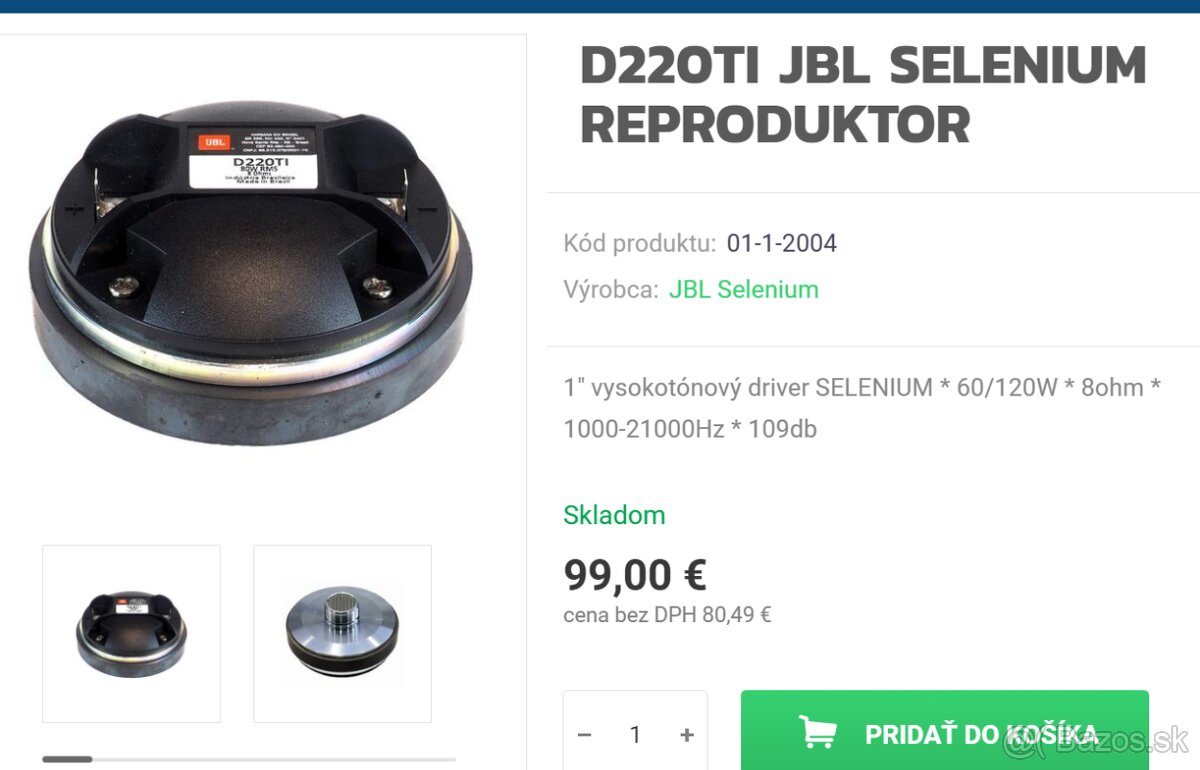 Titanium výšky Selenium D220Ti na 1" závit, 8 Ohm - 4