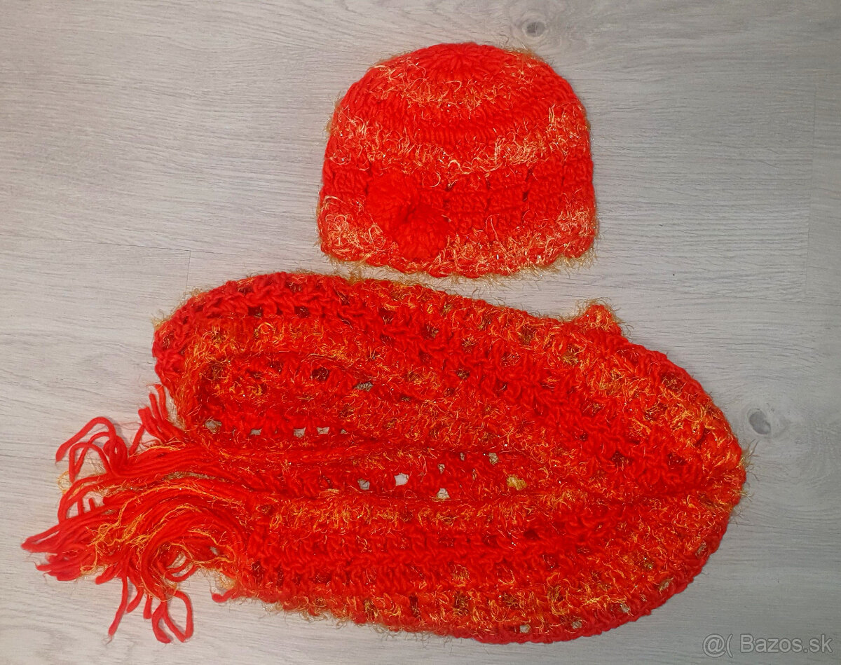 Červený set čiapka a šál - 4