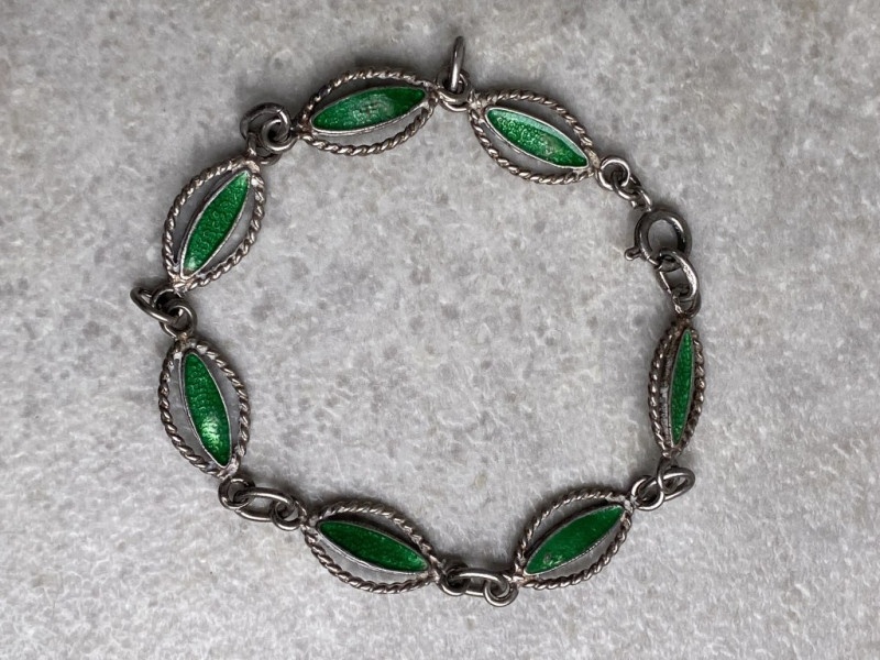 Strieborný náramok so zelenými kameňmi ,ag 925 - 4