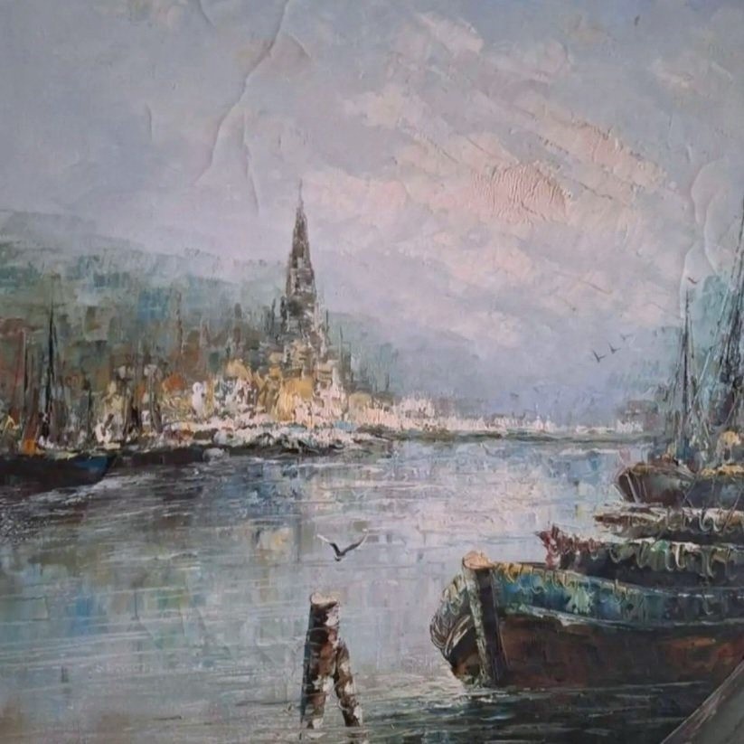 🎨 "Prístav" – Olejomaľba v postimpresionistickom štýle - 4