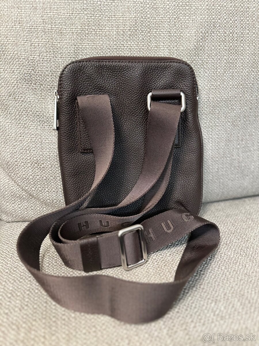 Panska taška Hugo Boss kožená hnedá farba - 4