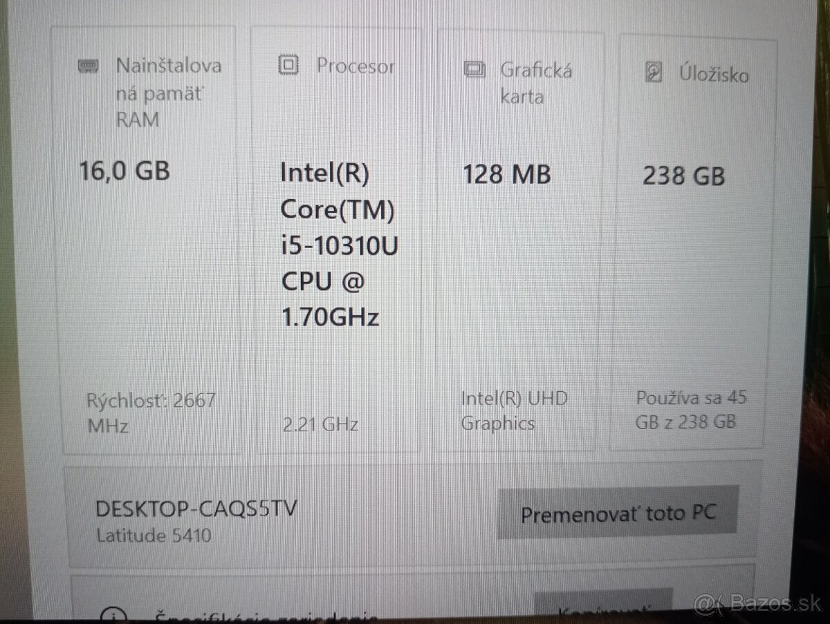 predám Dell Latitude 5410 , Intel core i5 ,ssd ,16gb ram - 4