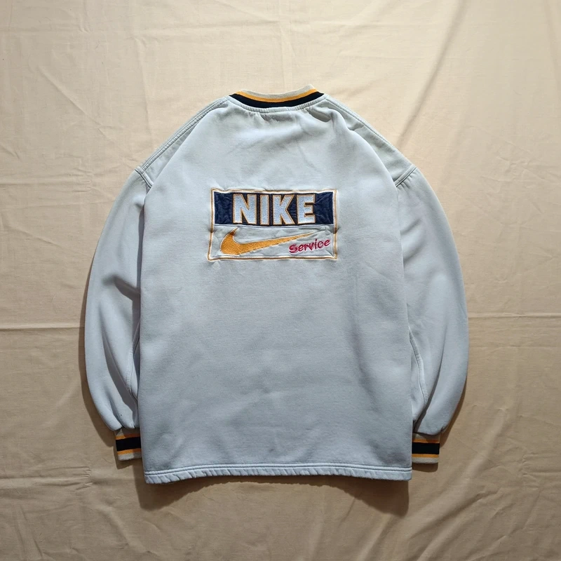Vintage 90s NIKE Service béžová mikina bez kapucne XL - 4