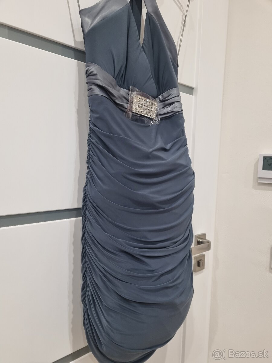 Sivé elastické koktejlky so štrasovými aplikáciami - nové - 4