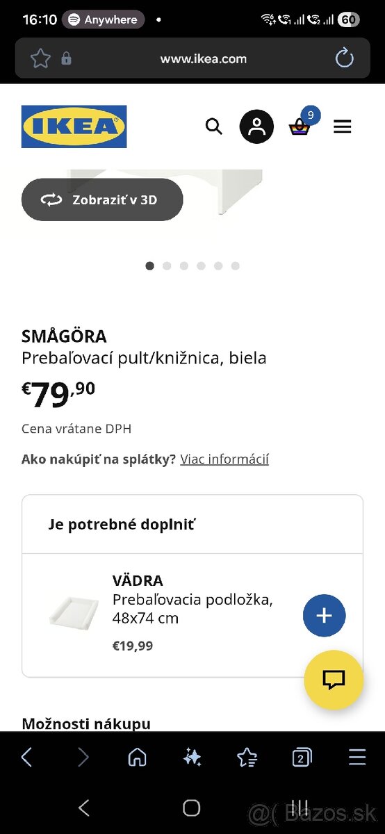 Prebaľovací pult,, biela farba, IKEA - 4