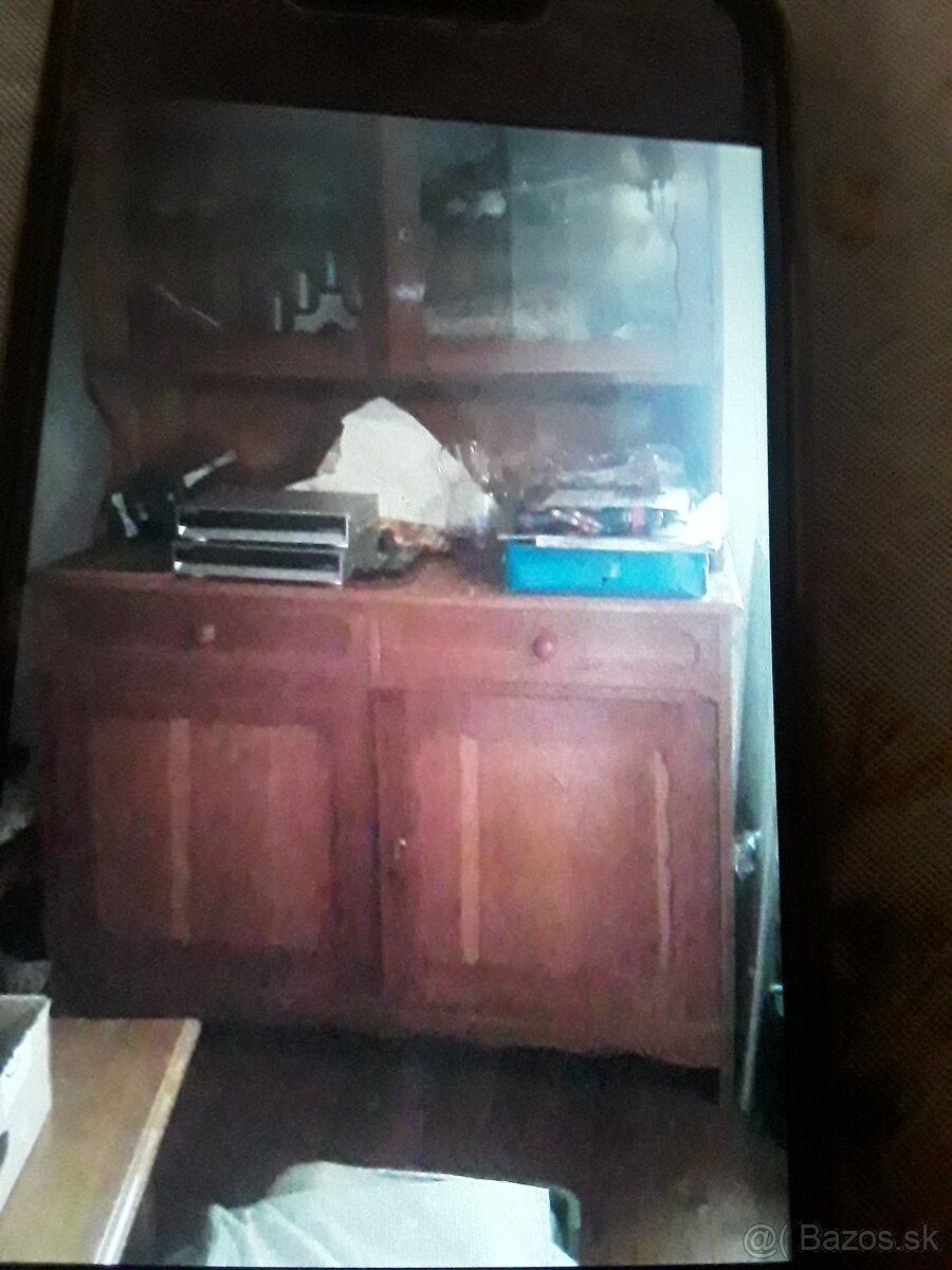 Stol a stolicky drevene,krajac retro , - 4