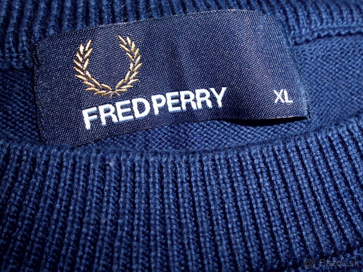 Fred Perry pánsky sveter tmavomodrý bavlna XL - 4