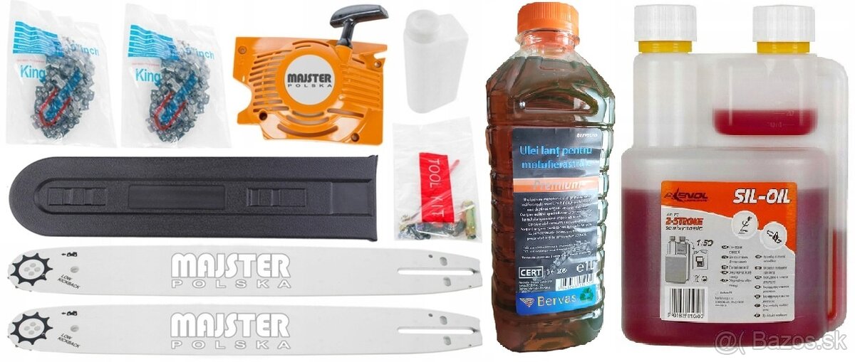 Motorová píla 5,7HP 2x reťaz 2x lišta štartér olej - 4