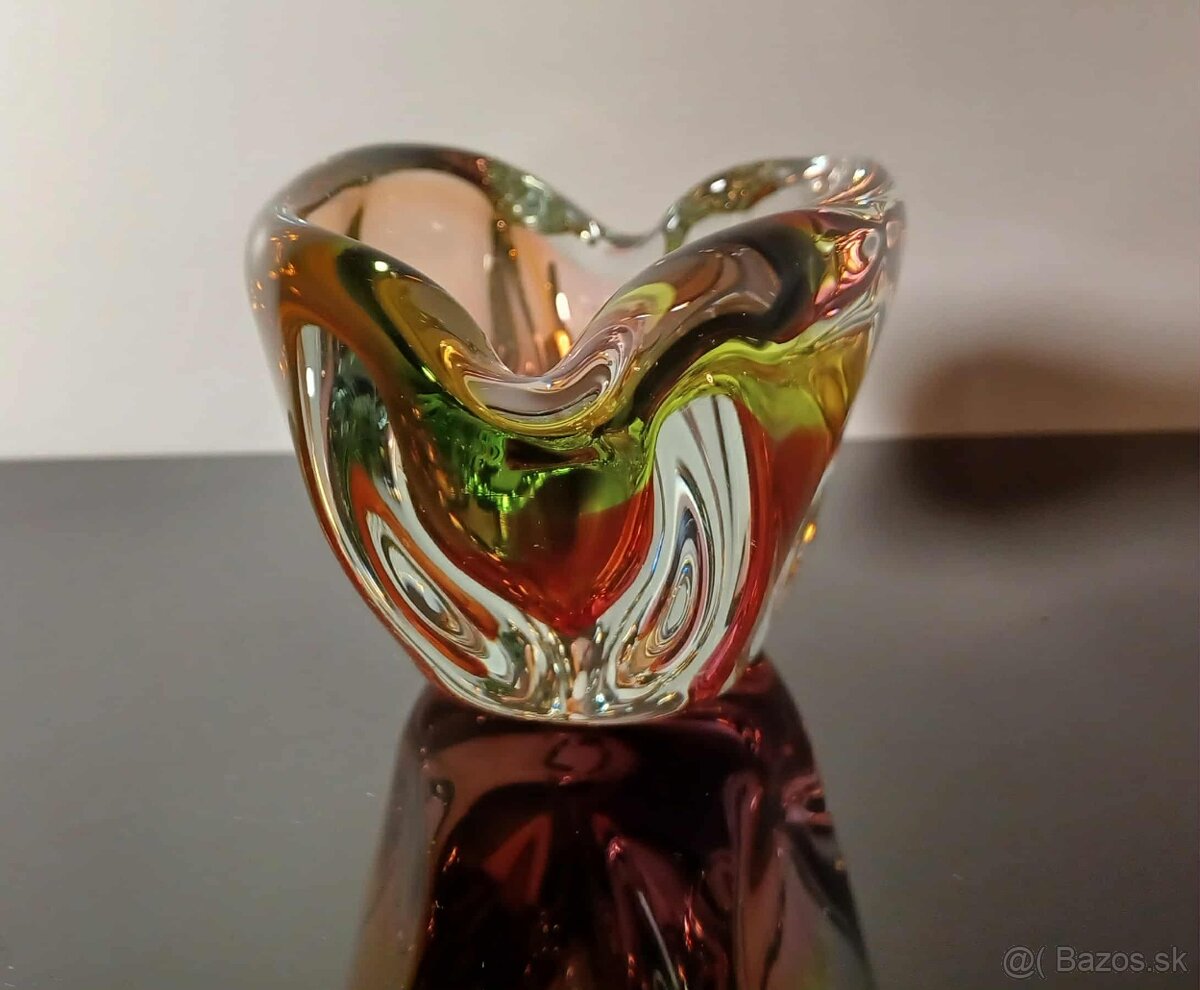 Nádherný popolník, miska z hutného skla návrh Jozef Rozínek - 4