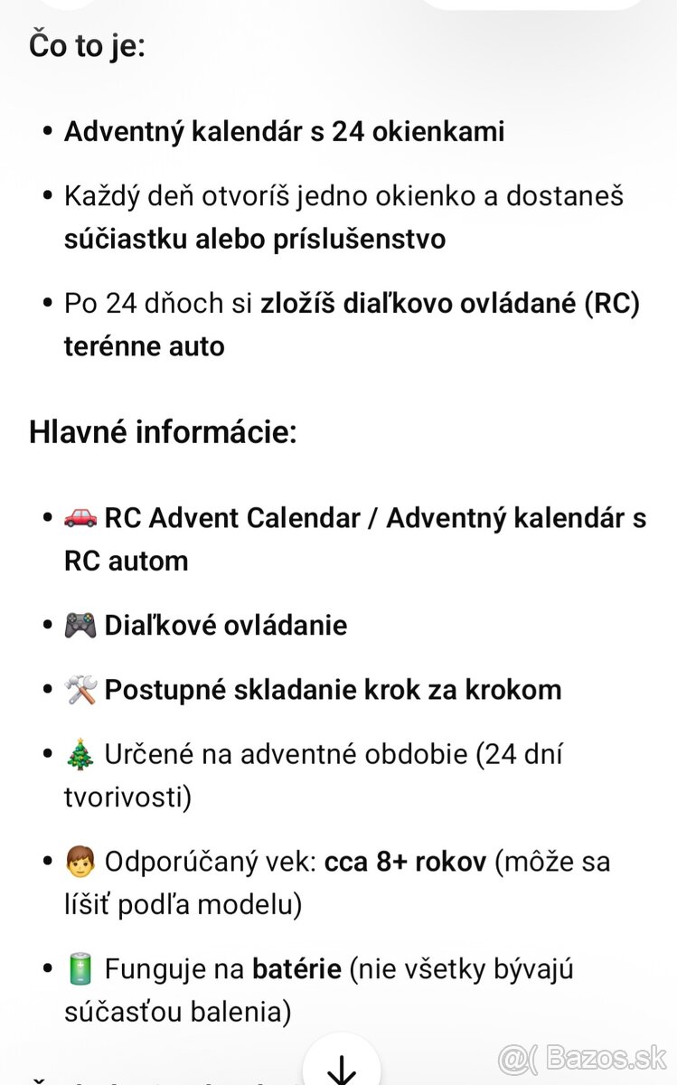 Adventný kalendar model auta - 4