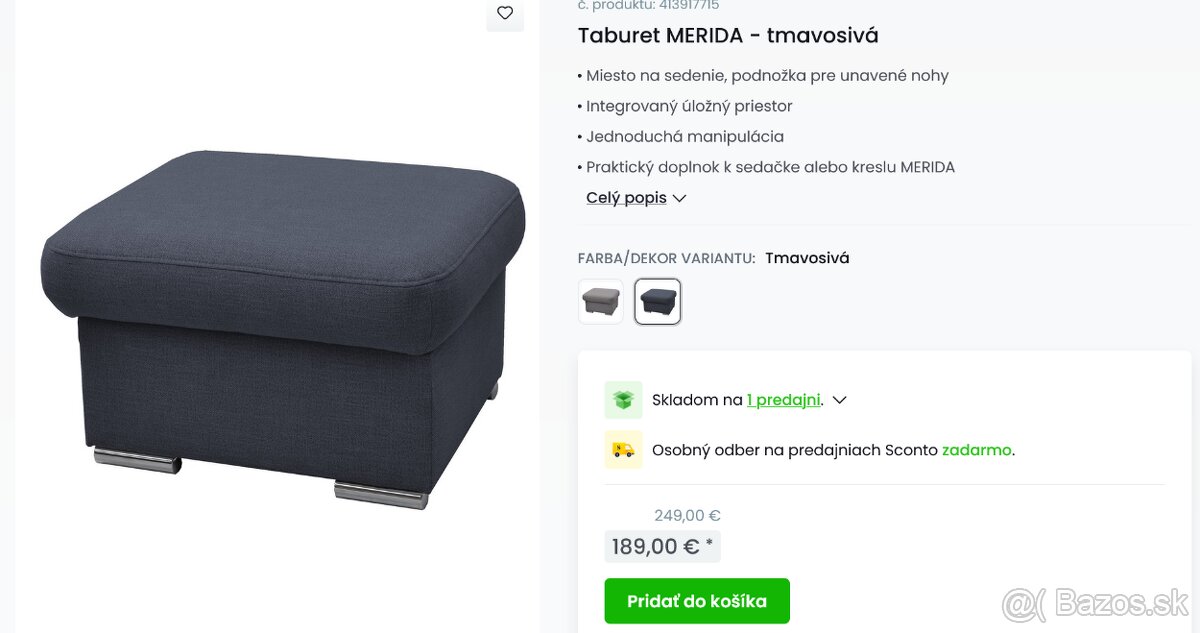 Taburet tmavosivý - 4