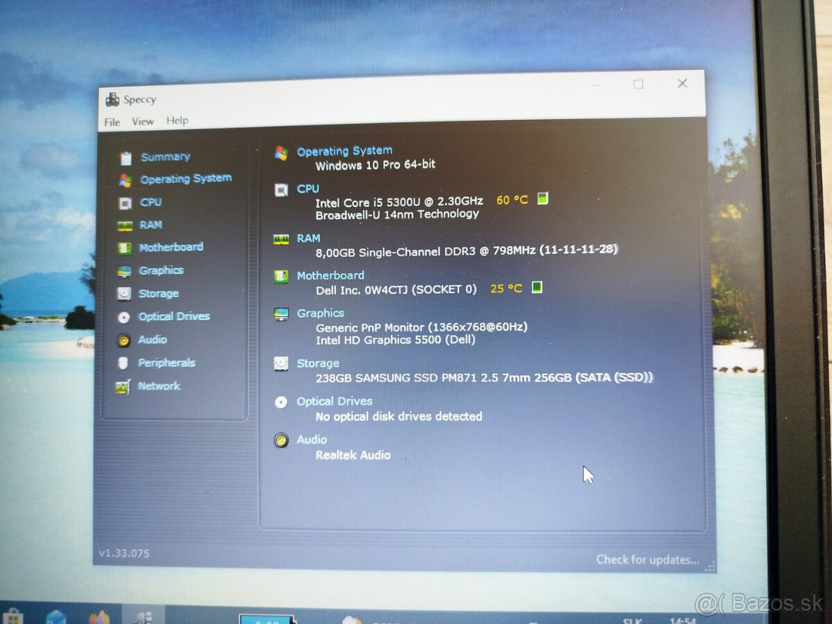 notebook Dell E5550 - Core i5-5300u, 8GB, 256GB SSD, W10 - 4