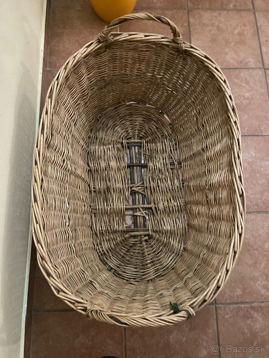 Veľký prúteny kôš 80/55 cm retro - 4