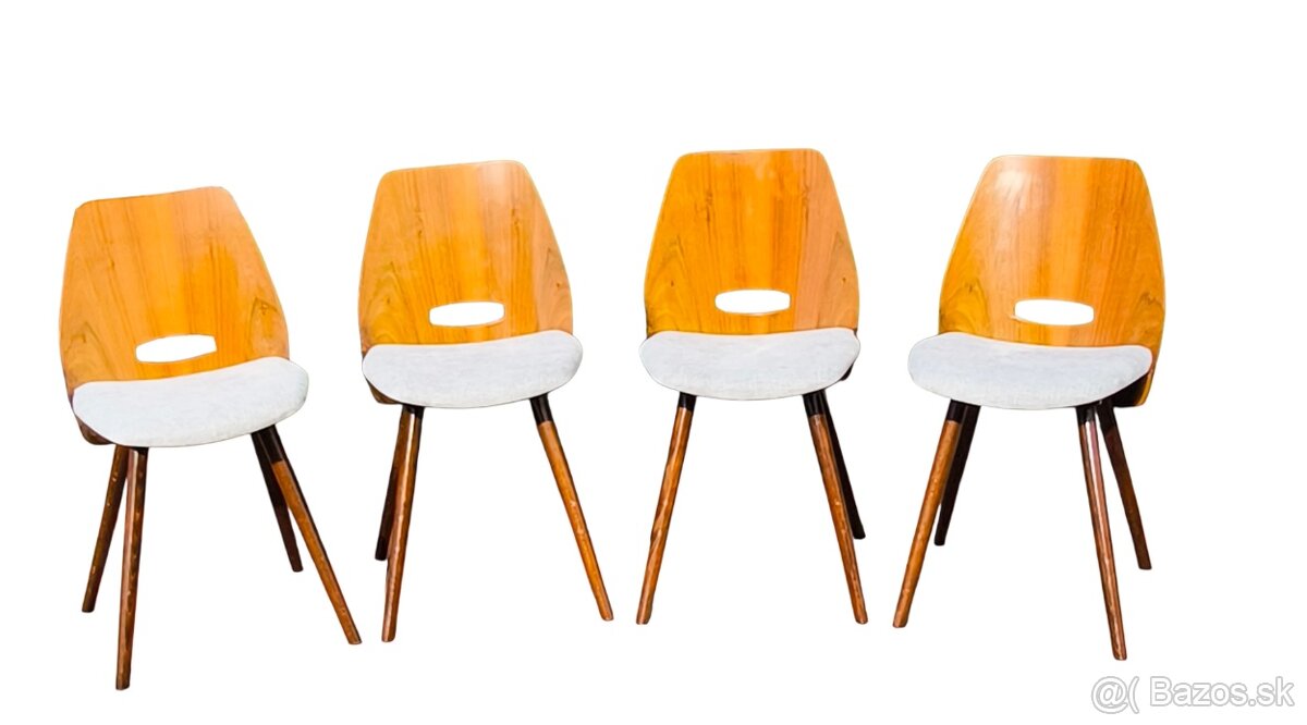 Dizajnové retro stoličky F. Jirák, po renovácii 4ks - 4