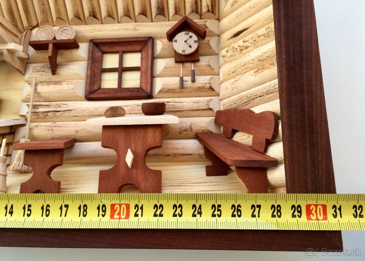 Drevený obraz slovenská izba, kuchyňa, chata, chalupa - 4