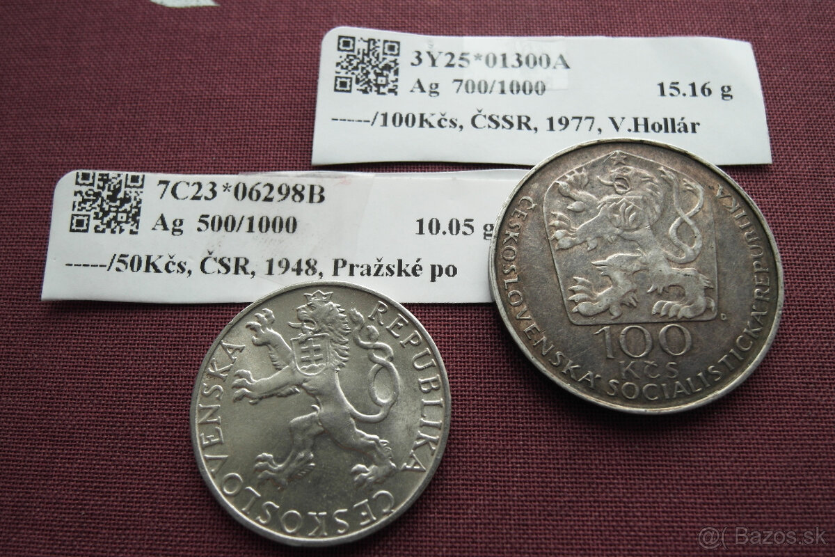 Staré mince ČSR,ČSSR 2ks striebro - 4