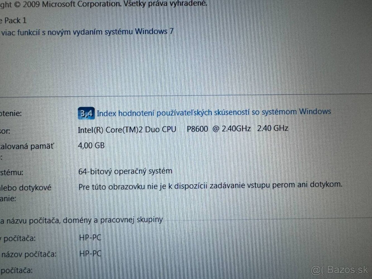 Predám použitý notebook HP 6730b. Core2Duo 2x2,40GHz. 4gbram - 4