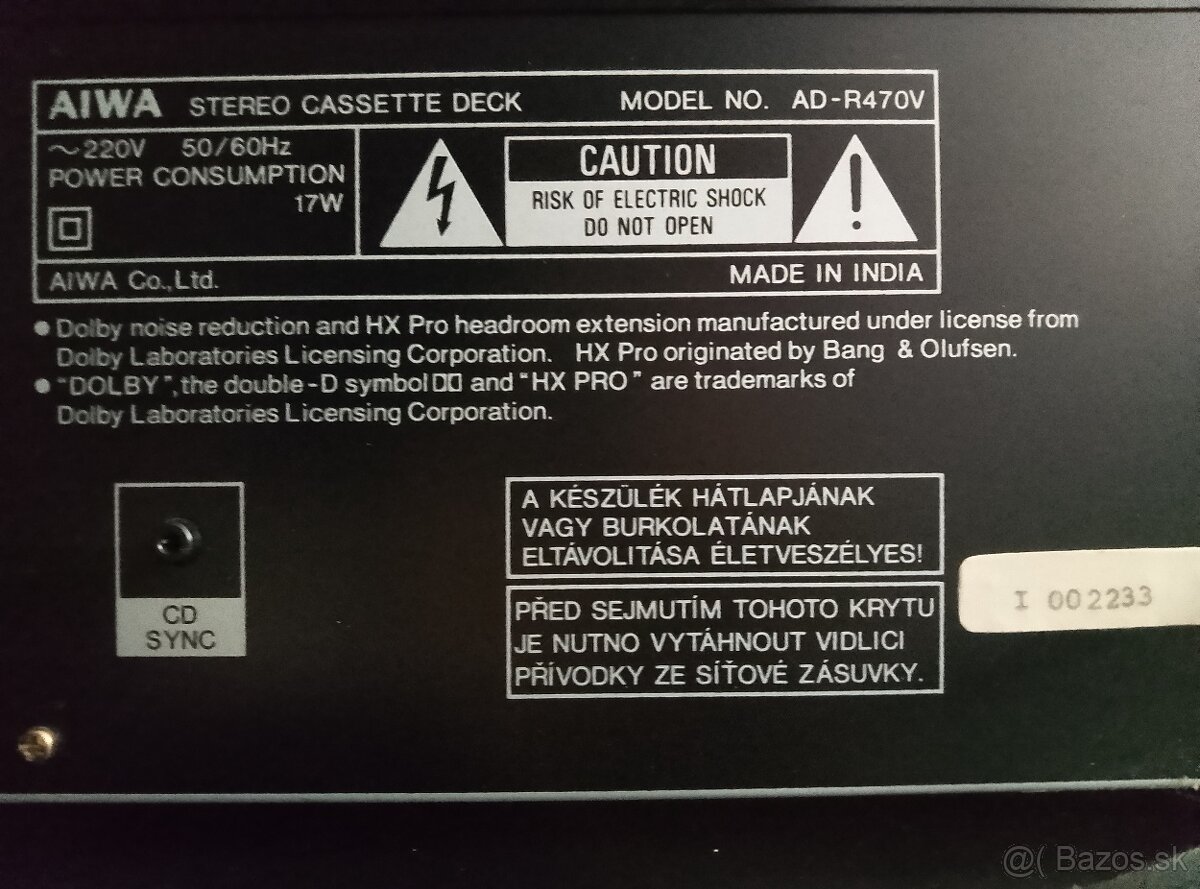Stereo kazetový deck AIWA - 4