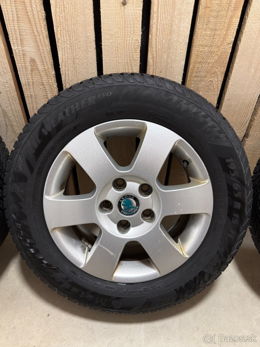 Disky Škoda + celoročné pneu 195/65 R15 - 4