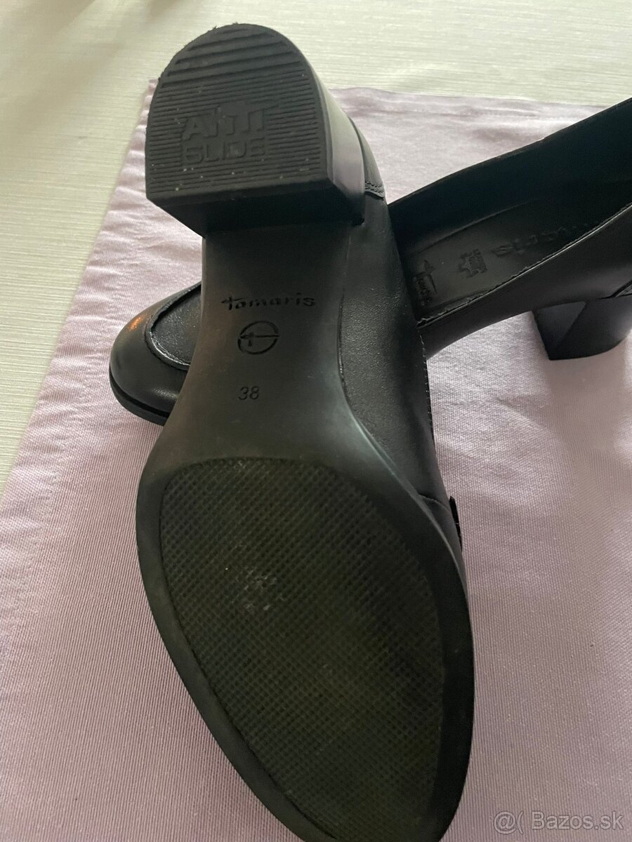 Tamaris dámske kožené poltopánky - čierne, veľ. 38 - 4