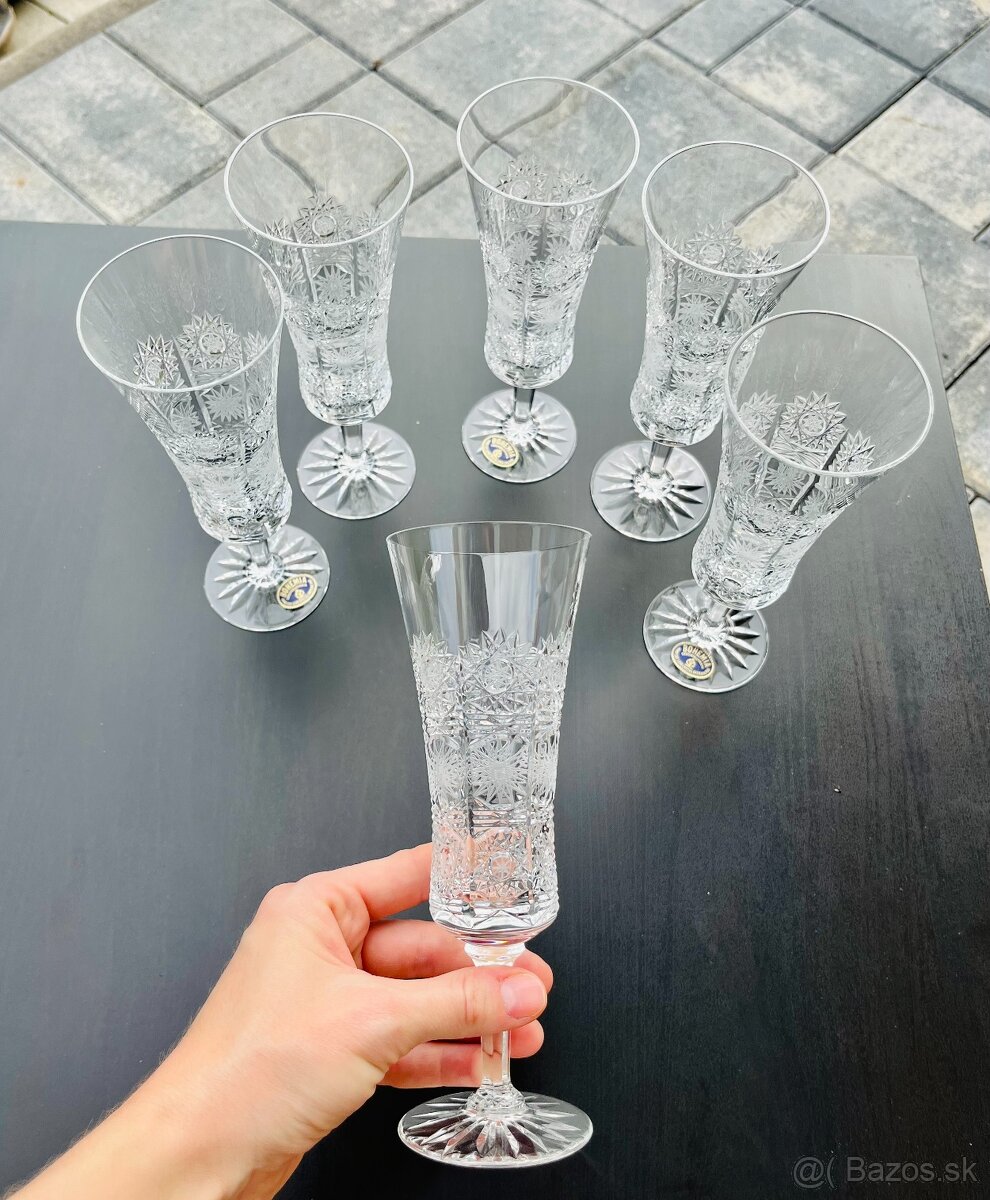 krištáľ - krištáľové poháre, bez poškodenia - 4