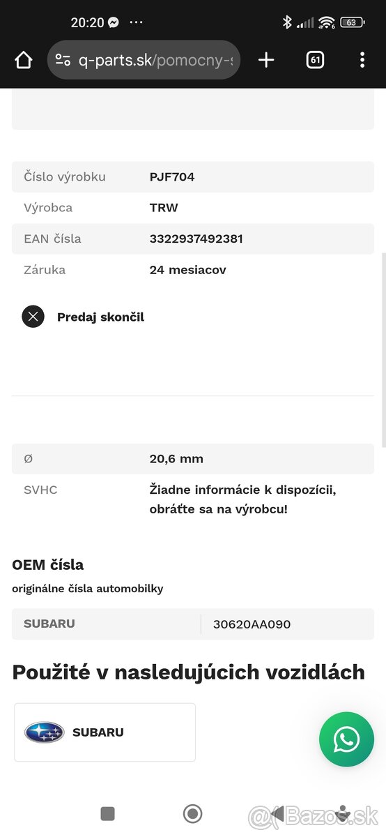 Pomocný spojkový valec Subaru Legacy - 4