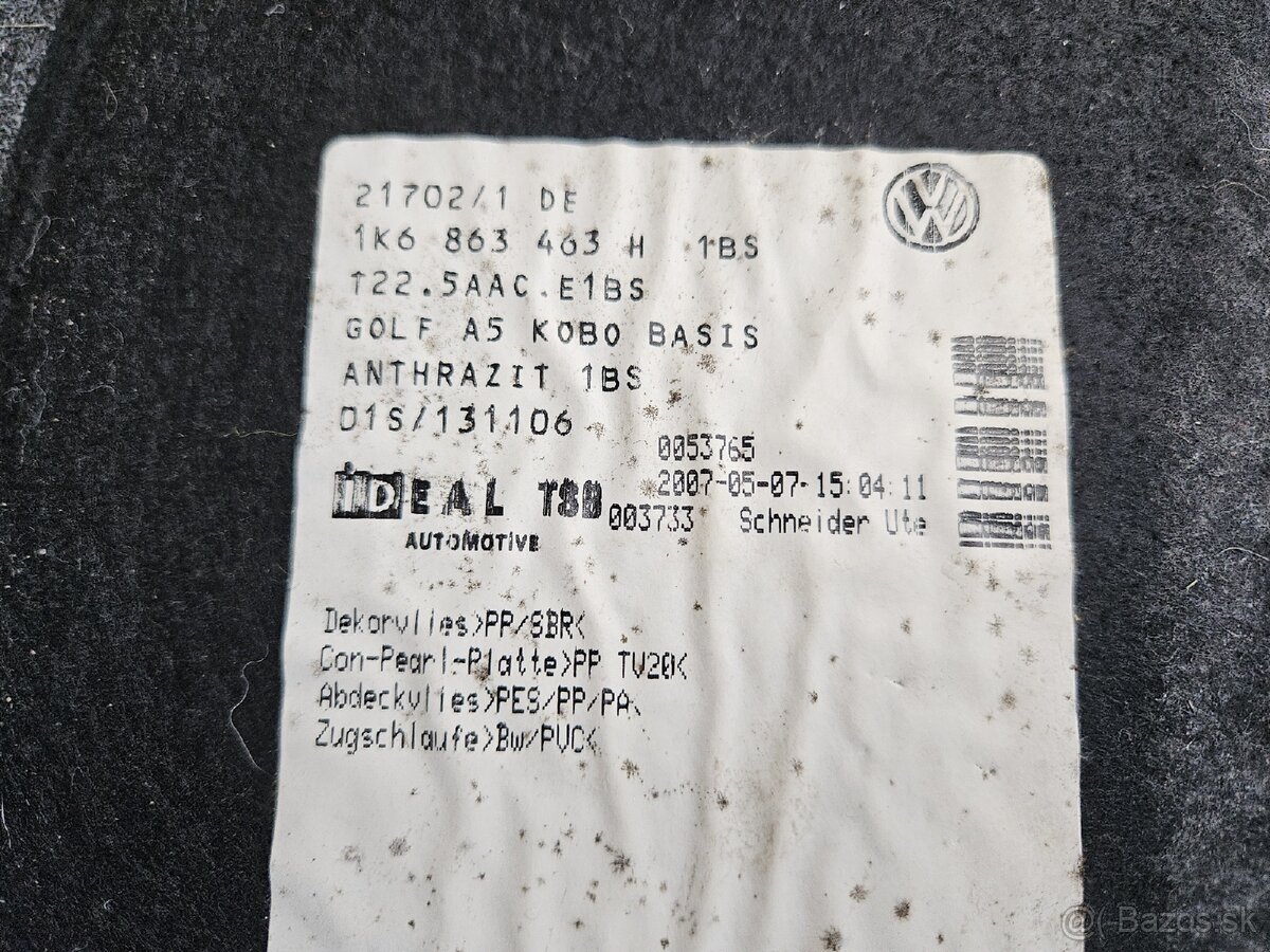 Golf 5 zadna stena, plech., dno kufra to plstenne - 4