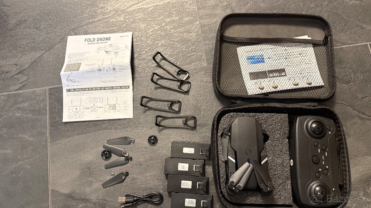 Dron E88 (novy),4K dual cam.,4x bateria plus prislušenstvo - 4