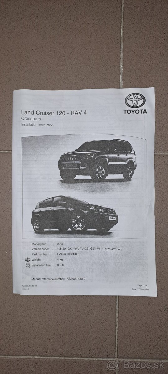 Originálne priečne nosiče na toyotu