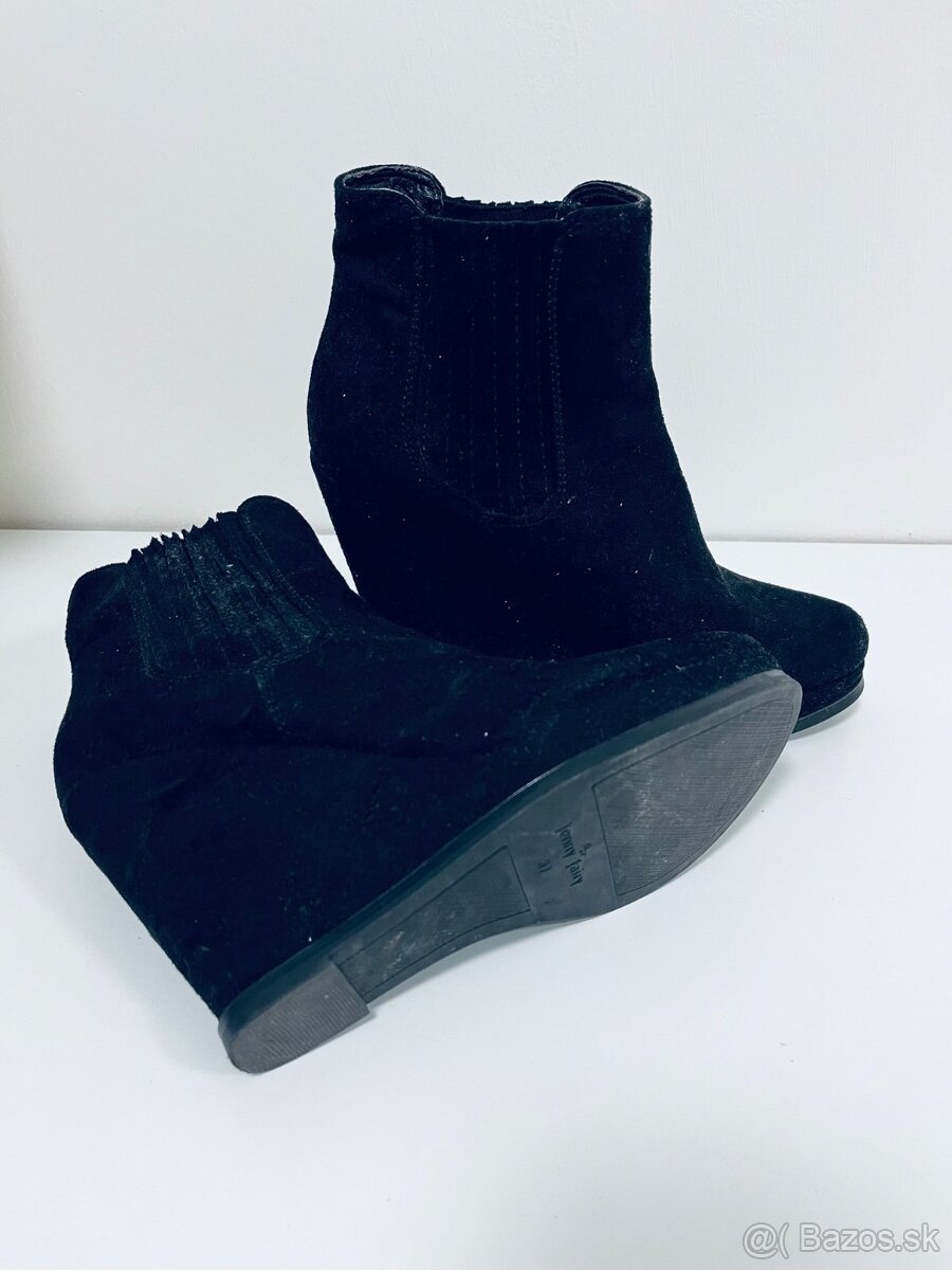 👢 Elegantné Čierne Semišové Členkové Topánky 37 - 4