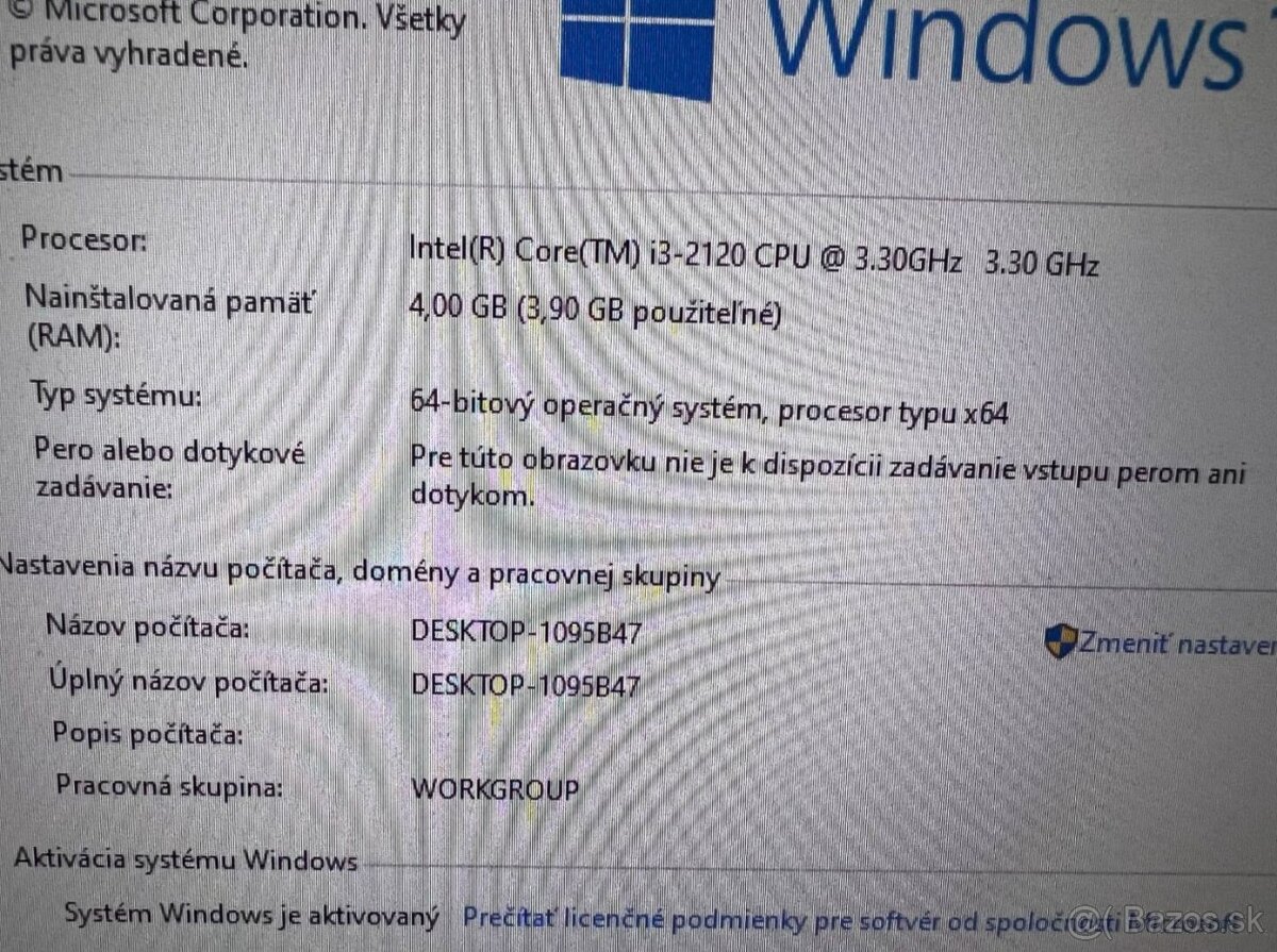 Počítač DELL.Intel i3-2120 2x3,30GHz.4gb ram.250gb HDD - 4