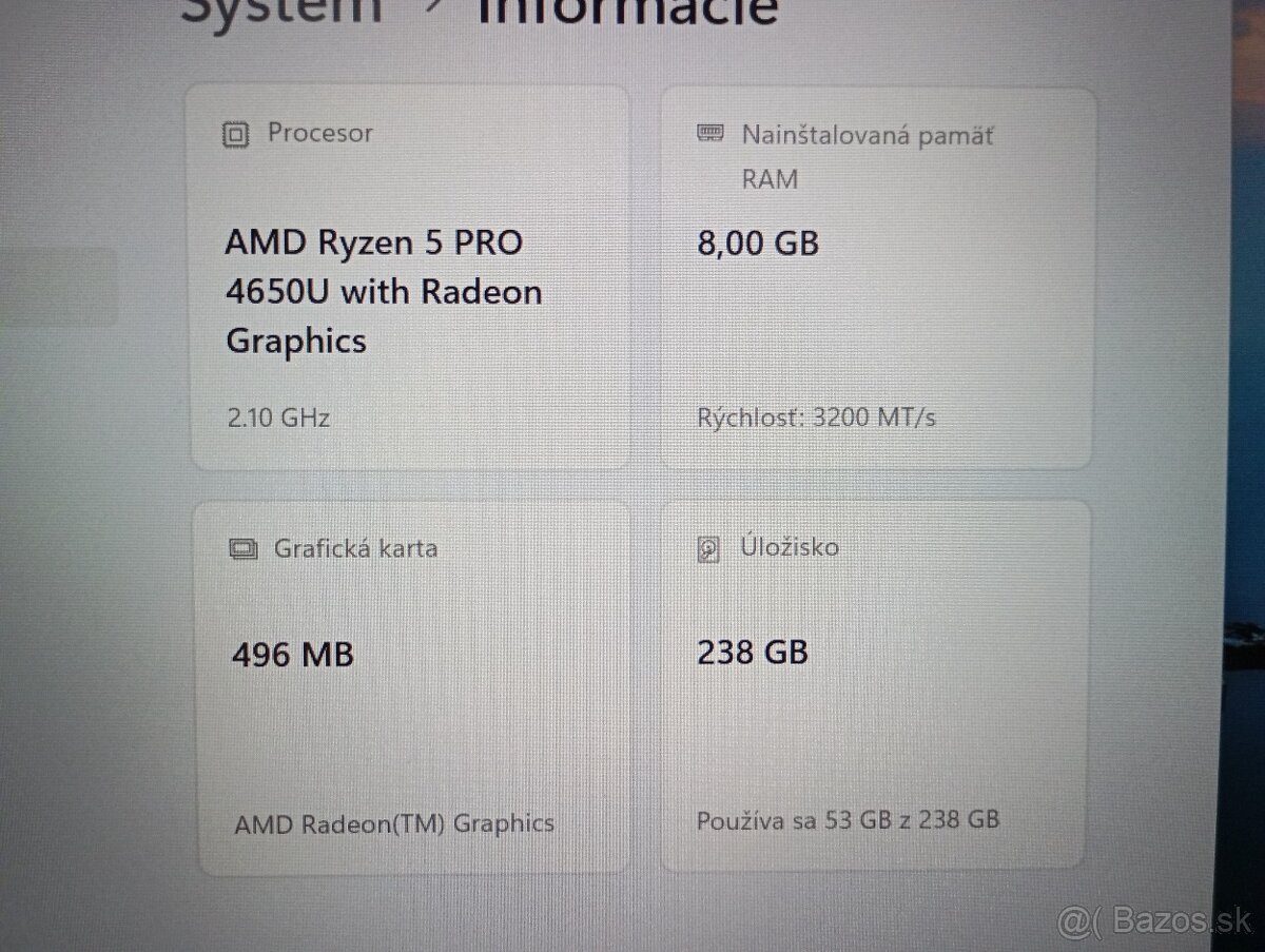 predám Lenovo Thinkpad L14 , AMD Ryzen 5 , 8gb ram , ssd - 4