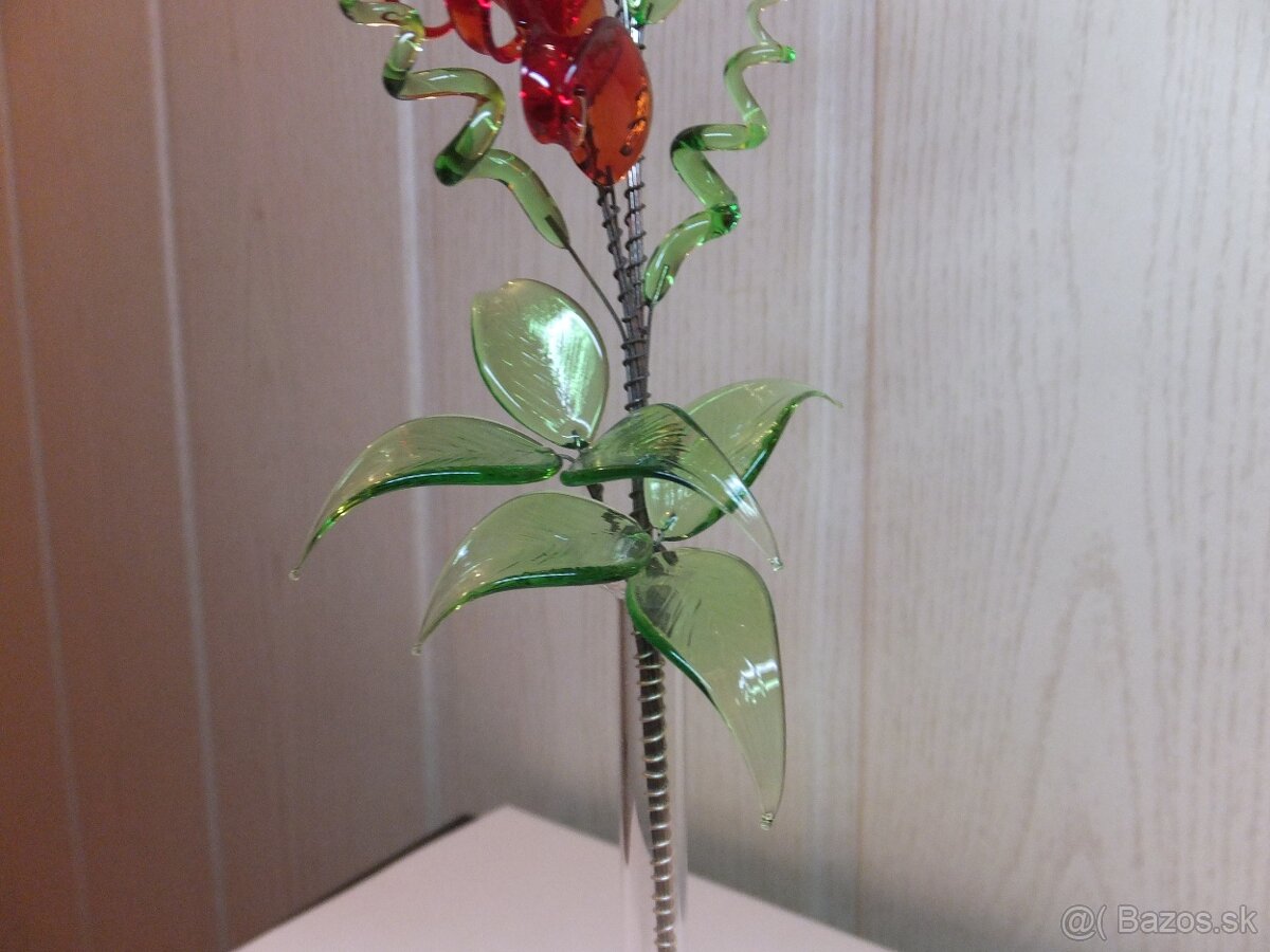 Starožitná krásná skleněná kytička, Jaroslav Brychta ŽBS. - 4