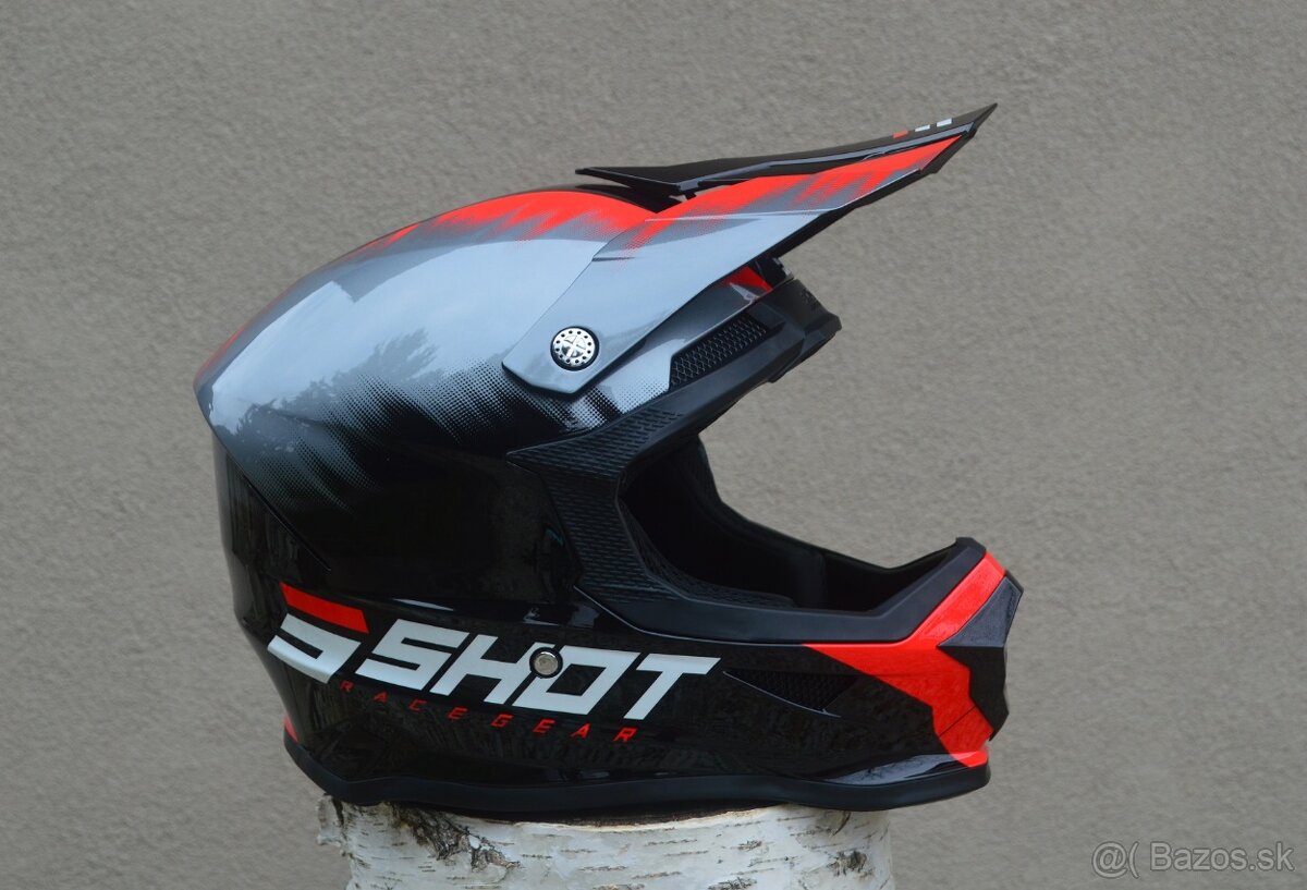 prilba helma shot čierna červená šedá - 4