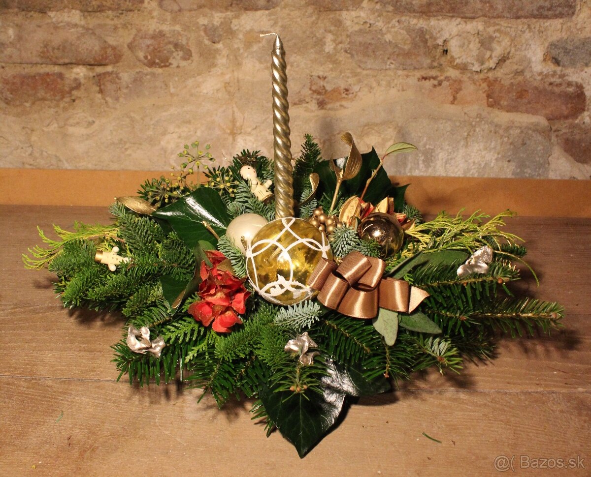 Vianočný svietnik s čerstvej čečiny - 4